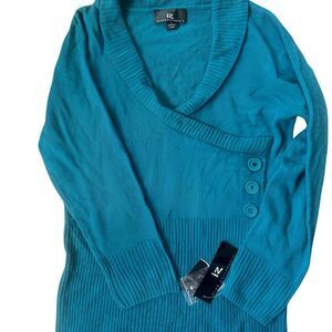 NWT IZ BYER TEAL 3/4 sleeves button detail sweater